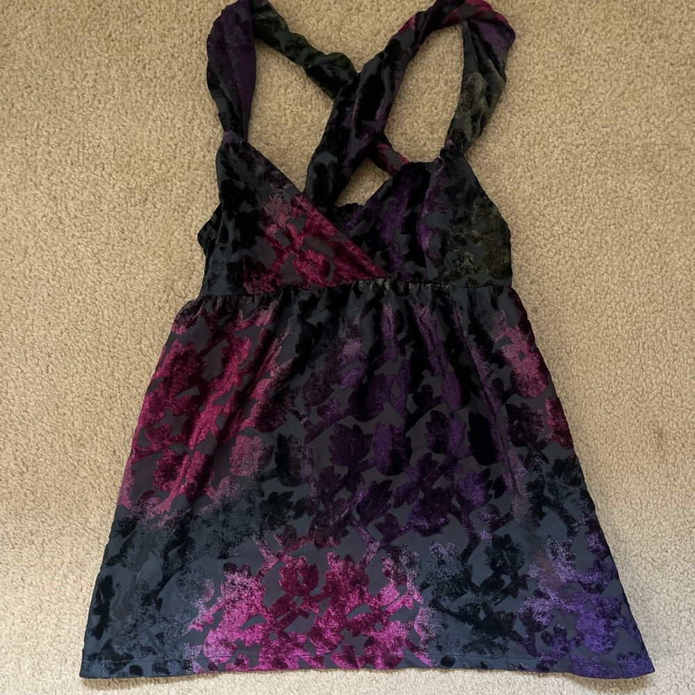 Floral Velvet Sleeveless Top